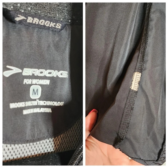 Brooks black running jacket.  Shelter technology.  Full zip.  Women's medium - Picture 3 of 16